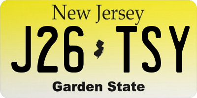NJ license plate J26TSY