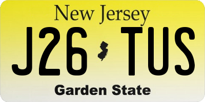 NJ license plate J26TUS