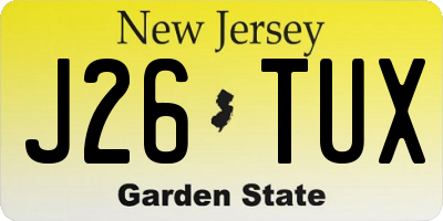 NJ license plate J26TUX