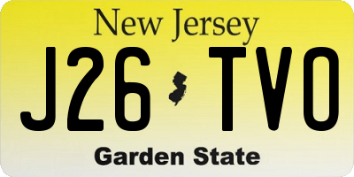 NJ license plate J26TVO