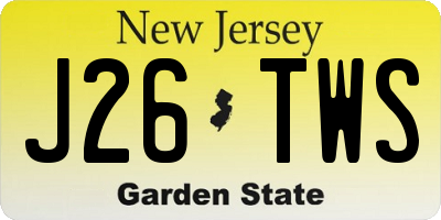 NJ license plate J26TWS