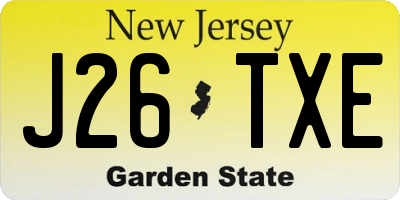 NJ license plate J26TXE