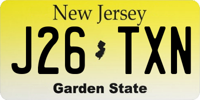 NJ license plate J26TXN