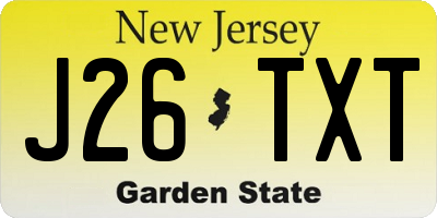 NJ license plate J26TXT