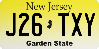 NJ license plate J26TXY