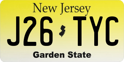 NJ license plate J26TYC