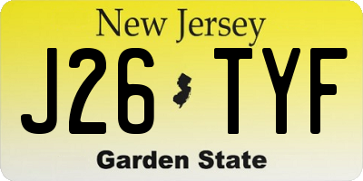NJ license plate J26TYF
