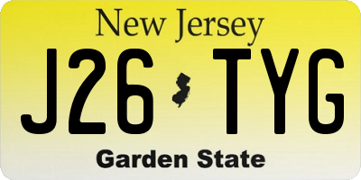 NJ license plate J26TYG