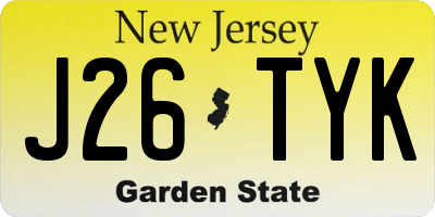 NJ license plate J26TYK