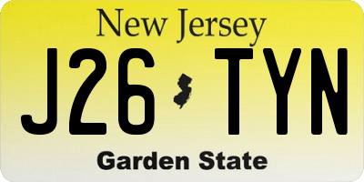 NJ license plate J26TYN