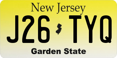 NJ license plate J26TYQ