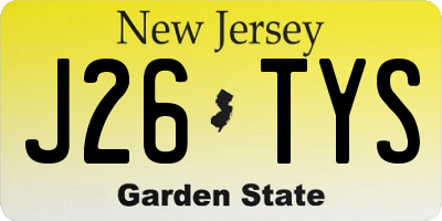 NJ license plate J26TYS