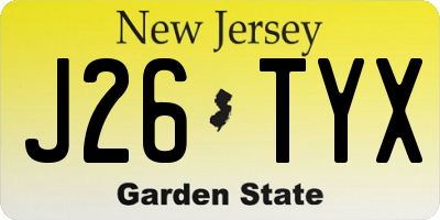 NJ license plate J26TYX