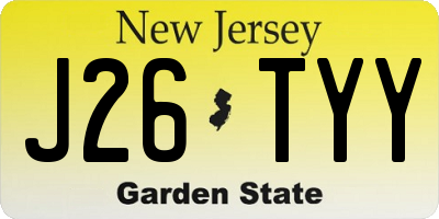 NJ license plate J26TYY