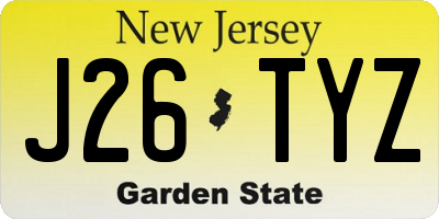 NJ license plate J26TYZ