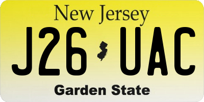 NJ license plate J26UAC