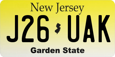 NJ license plate J26UAK