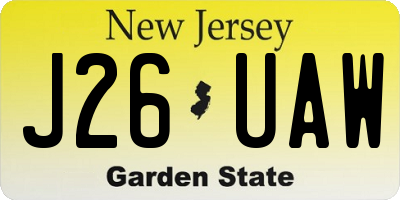 NJ license plate J26UAW