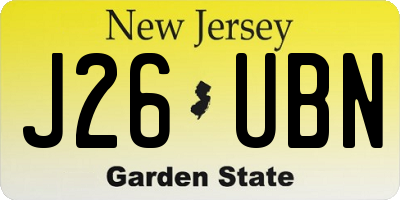 NJ license plate J26UBN