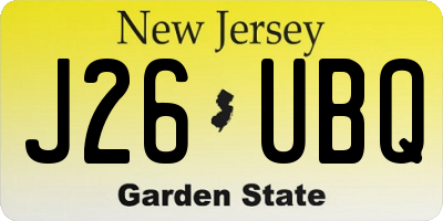 NJ license plate J26UBQ