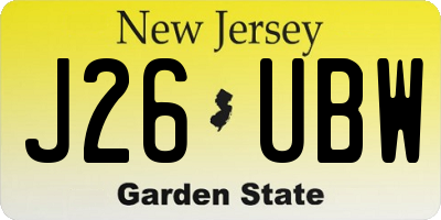 NJ license plate J26UBW