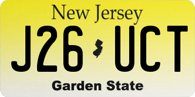 NJ license plate J26UCT