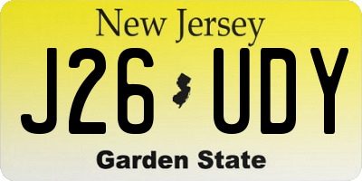 NJ license plate J26UDY