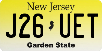 NJ license plate J26UET