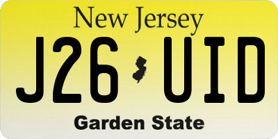NJ license plate J26UID