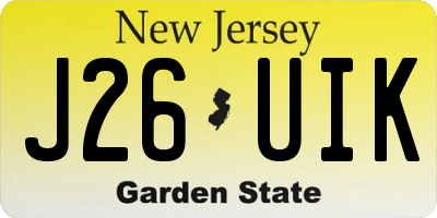 NJ license plate J26UIK