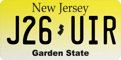 NJ license plate J26UIR