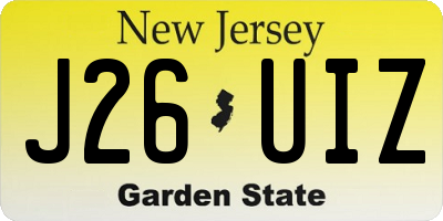 NJ license plate J26UIZ