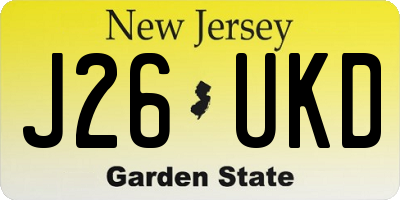 NJ license plate J26UKD