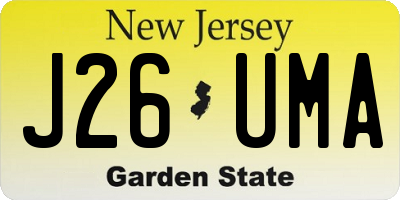 NJ license plate J26UMA
