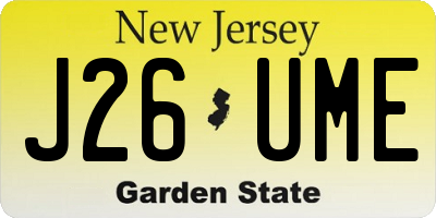 NJ license plate J26UME