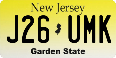 NJ license plate J26UMK