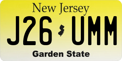 NJ license plate J26UMM