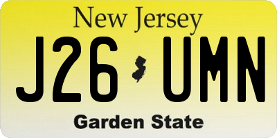 NJ license plate J26UMN