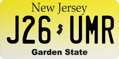 NJ license plate J26UMR