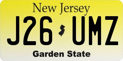 NJ license plate J26UMZ