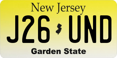 NJ license plate J26UND