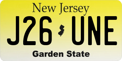 NJ license plate J26UNE