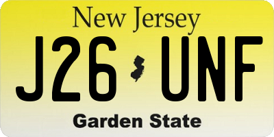 NJ license plate J26UNF