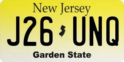 NJ license plate J26UNQ
