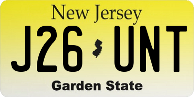 NJ license plate J26UNT