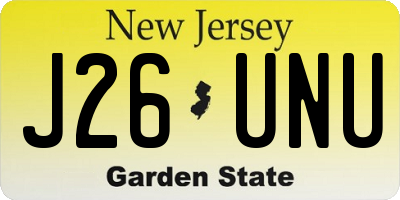 NJ license plate J26UNU