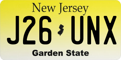 NJ license plate J26UNX