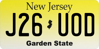 NJ license plate J26UOD