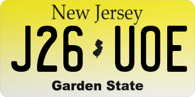 NJ license plate J26UOE