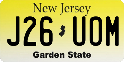NJ license plate J26UOM
